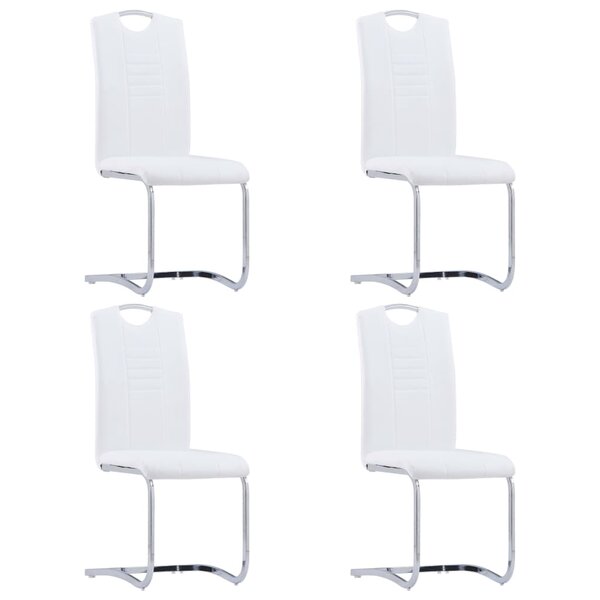 vidaXL Chaises à manger cantilever lot de 4 blanc similicuir