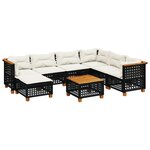 vidaXL Salon de jardin 8 Pièces avec coussins noir résine tressée
