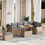 vidaXL Salon de jardin avec coussins 7 Pièces beige résine tressée