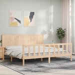 vidaXL Cadre de lit avec tête de lit 200x200 cm bois massif