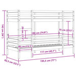 vidaXL Lit superposé Blanc 75x190 cm Bois de pin massif