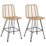 vidaXL Tabourets de bar lot de 2 45x56x103 5cm Résine tressée et acier