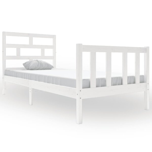 vidaXL Cadre de lit Blanc Bois de pin massif 90x190 cm Simple