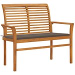 vidaXL Banc de jardin avec coussin taupe 112 cm Bois de teck massif