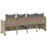 vidaXL Chaise longue avec coussins beige résine tressée