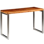 vidaXL Table à manger avec pieds en acier bois massif