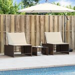 vidaXL Chaises longues lot de 2 avec table marron résine tressée