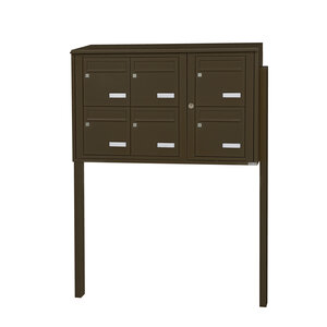 Bloc collectif leabox.com 3x2 grade 3 simple face Extérieur fixation sur pieds à sceller Brun Sepia RAL 8014 finition brillante