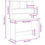Bureau table poste de travail meuble d'ordinateur informatique étude avec étagères vieux bois 102 x 45 x 148 cm bois d'ingénierie brun 02_0023494