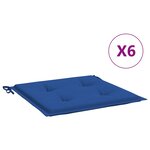 vidaXL Coussins de chaise de jardin lot de 6 bleu royal 50x50x3 cm