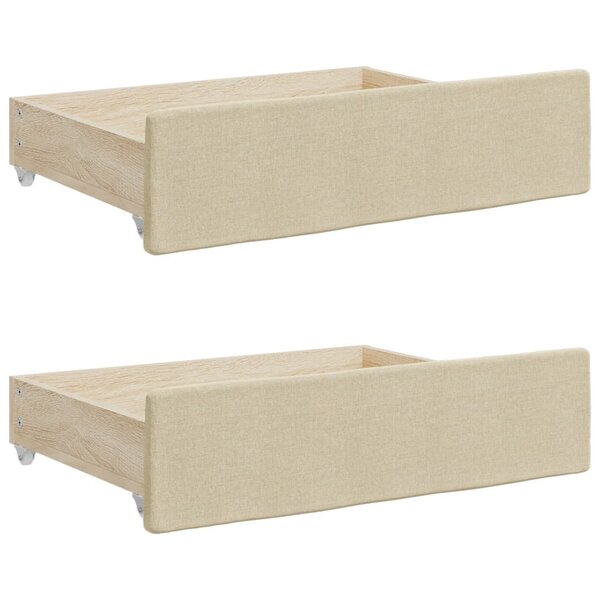 vidaXL Tiroirs de lit 2 Pièces crème bois d'ingénierie et tissu