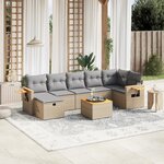 vidaXL Salon de jardin avec coussins 8Pièces mélange beige résine tressée