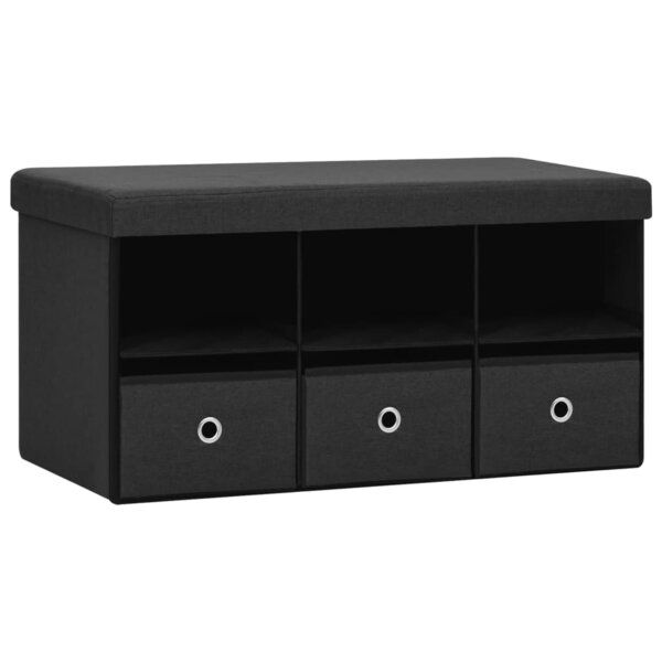 vidaXL Banc de rangement pliable Noir 76x38x38 cm Faux lin