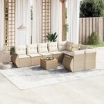 vidaXL Salon de jardin avec coussins 10 Pièces beige résine tressée