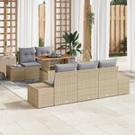 vidaXL Ensemble de Canapés de Jardin 6 pièces avec Coussins Beige Rattan Poly