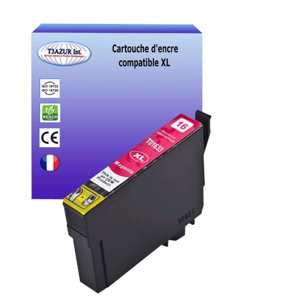 Cartouche Compatible pour Epson WF2530WF,WF2540WF, WF2630WF, WF2650DWF, WF2660DWF remplace Epson T1633 (16XL) Magenta  - T3AZUR