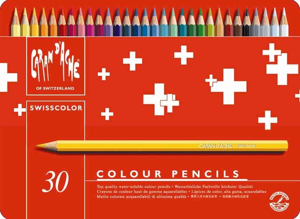 Crayons de couleur Swisscolor, étui métal de 30 CARAN D'ACHE