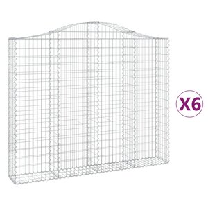 vidaXL Paniers à gabions arqués 6 Pièces 200x30x160/180 cm Fer galvanisé
