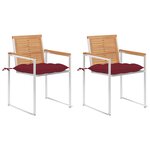 vidaXL Chaises de jardin avec coussins 2 Pièces Teck solide et acier