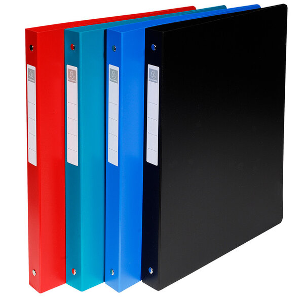 Lot de 15 Classeurs 4 anneaux 20 mm polypro 10/10e Dos 30 mm A4 maxi 4 Coul assorties EXACOMPTA