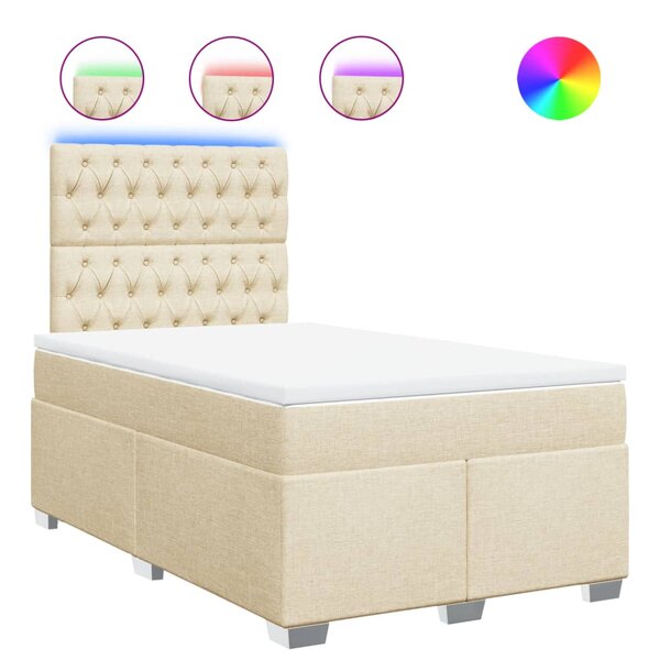 vidaXL Sommier à lattes de lit avec matelas Crème 120x200 cm Tissu