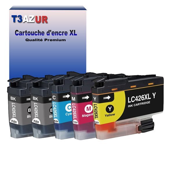 T3AZUR- 5x Cartouche compatible avec Brother LC426 XL pour Brother MFC-J4535DW  MFC-J4540DW