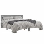 vidaXL Cadre de lit sonoma gris 160x200 cm bois d'ingénierie et métal