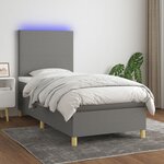 vidaXL Sommier à lattes de lit avec matelas et LED Gris foncé 90x190cm