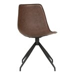 2 chaises de salle à manger en cuir synthétique avec pivot marron foncé et pieds noirs