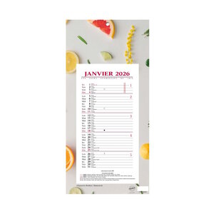 Calendrier Bloc Mensuel Mural 2026 - 16x33.5cm - Agrumes