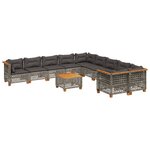 vidaXL Salon de jardin 11 Pièces avec coussins gris résine tressée