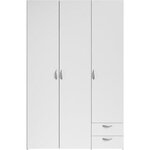Armoire VARIA - blanc - 3 portes + 2 tiroirs - 120 x 185 x 51 cm