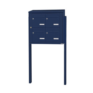 Bloc collectif leabox.com 2x2 grade 3 simple face Extérieur fixation sur pieds à sceller Bleu Saphir RAL 5003 finition brillante