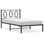 vidaXL Cadre de lit métal avec tête de lit noir 100x190 cm