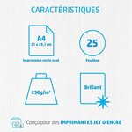 Papier photo brillant a4 blanc 250g advanced pour jet d'encre - boîte de 25 feuilles (paquet 25 feuilles)