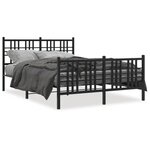vidaXL Cadre de lit métal avec tête de lit/pied de lit noir 137x190 cm