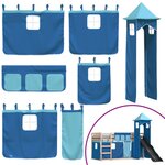 vidaXL Lit superposé avec toboggan et rideaux bleu 90x190 cm