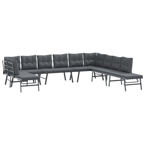 vidaXL Ensemble de bancs de jardin avec coussins 7 Pièces noir