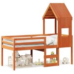 vidaXL Lit haut avec toit cire marron 90x190 cm bois de pin massif