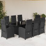 vidaXL Ensemble à manger de jardin 9Pièces coussins noir résine tressée