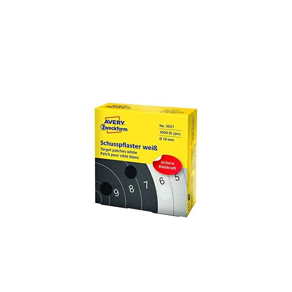 AVERY Zweckform Pastille pour cible de tir, blanc, 19mm