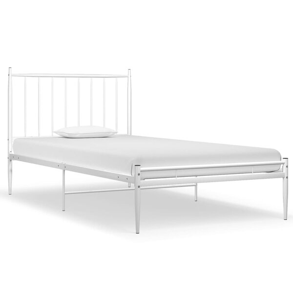 vidaXL Cadre de lit Blanc Métal 90x200 cm