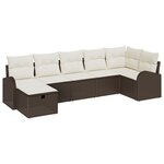 vidaXL Ensemble de Canapé de Jardin 7 Pièces avec Coussins Marron en Rattan Synthétique