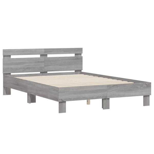 vidaXL Cadre de lit avec tête de lit sonoma gris 120x190 cm