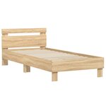 vidaXL Cadre de lit tête de lit et lumières LED chêne sonoma 90x190 cm