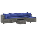 vidaXL Salon de jardin 6 Pièces avec coussins Gris Résine tressée