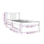 vidaXL Cadre de lit Marron miel Bois massif 75x190 cm Petit simple
