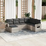 vidaXL Salon de jardin avec coussins 7 Pièces gris clair résine tressée