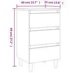 vidaXL Table de chevet avec pieds en bois solide Chêne fumé 40x35x69cm