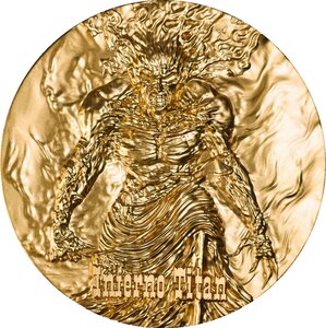 INFERNO TITAN Gold Gilded 2 Once Argent Coin 2000 Francs Cameroon 2024